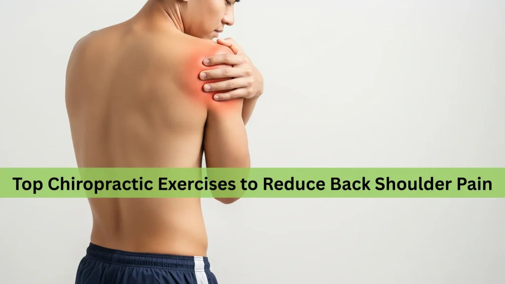 A man experiencing back shoulder pain, holding his shoulder with redness, indicating muscle or joint discomfort.