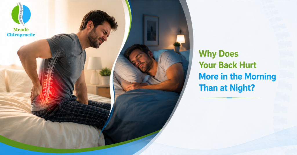Person experiencing morning back pain while getting out of bed