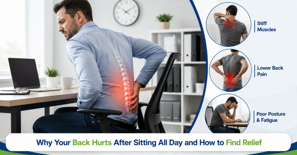 Back pain from sitting too long at desk